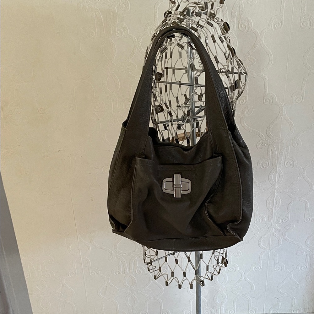 B Makowsky Large Grey Pebbled Leather Slouchy Bag - Picture 4 of 14